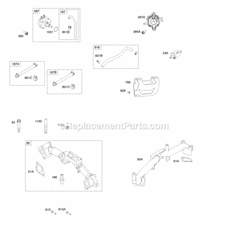 Fuel Pumps Intake Manifolds Diagram and Parts List for 543777-2124-G1  Briggs and Stratton Engine